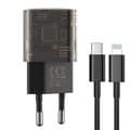 Miniatyrbilde 1 av 2: Xo Clear vegglader CE05 PD 30W QC 3.0 18W 1x USB 1x USB-C brun + USB-C - Lightning-kabel