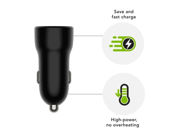 dbramante1928 re-charge - Bilstrømadapter - 30 watt - 2 utgangskontakter (24 pin USB-C, USB) - svart