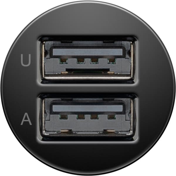 Goobay Dual USB laddare för bil USB-C™, USB-A (12 W) Laddningsadapter för bil med 2x USB-A och USB-C™-kabel 1,0 m (svart)