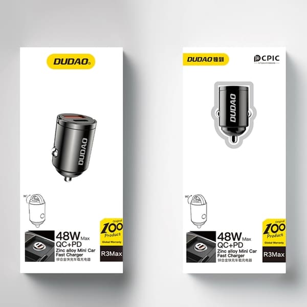 Dudao Mini Billaddare 48W R3MAX QC PD - Svart