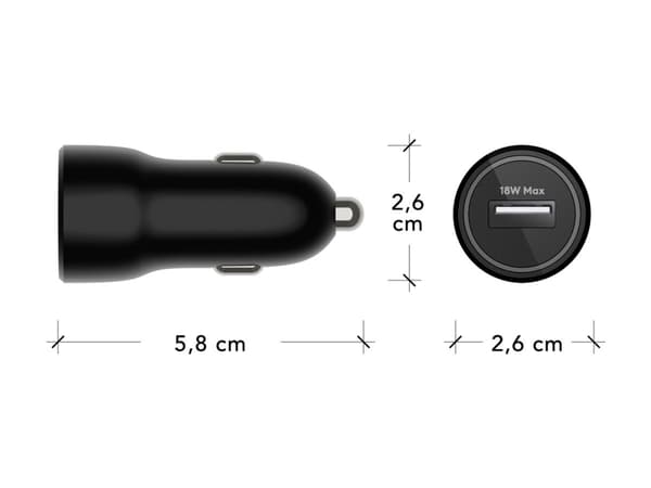 dbramante1928 re-charge - Car Charger - USB-A 18W - BLK, Auto, Cigar lighter, Black