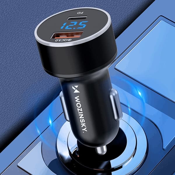 Wozinsky Billaddare USB-C USB-A 36W - Svart