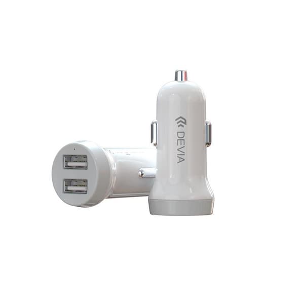 Devia Billaddare 2x USB 3.1A med USB-C Kabel Smart - Vit