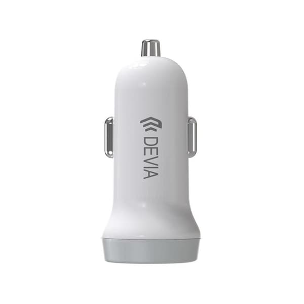 Devia Billaddare 2x USB 3.1A med USB-C Kabel Smart - Vit