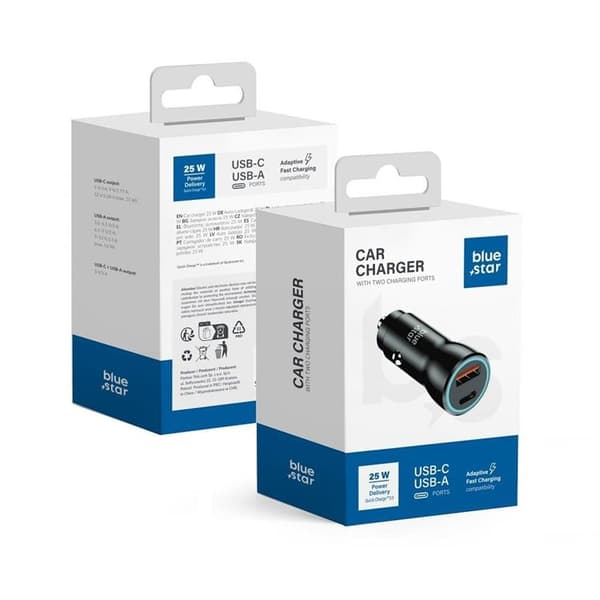 Blue Star Billaddare 25W USB-C PD QC 3.0 AFC PPS - Svart
