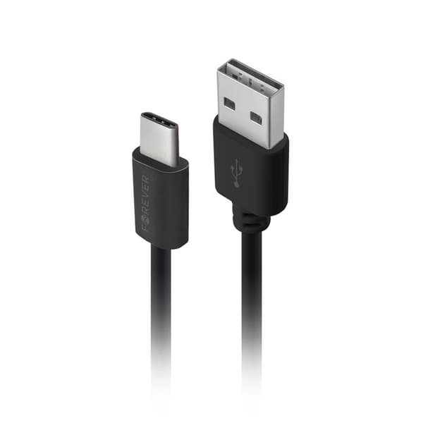 Forever Billaddare 1xUSB 2A + USB-C Kabel M02 - Svart