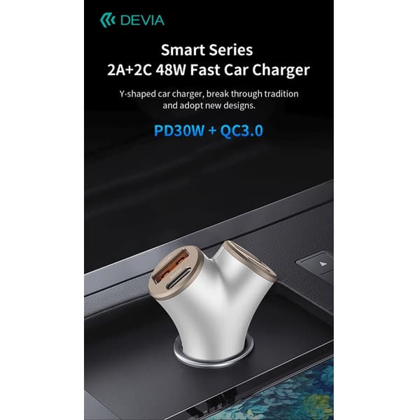 Devia Billaddare Extreme Metal PD 48W 2x USB 2x USB-C - Silver