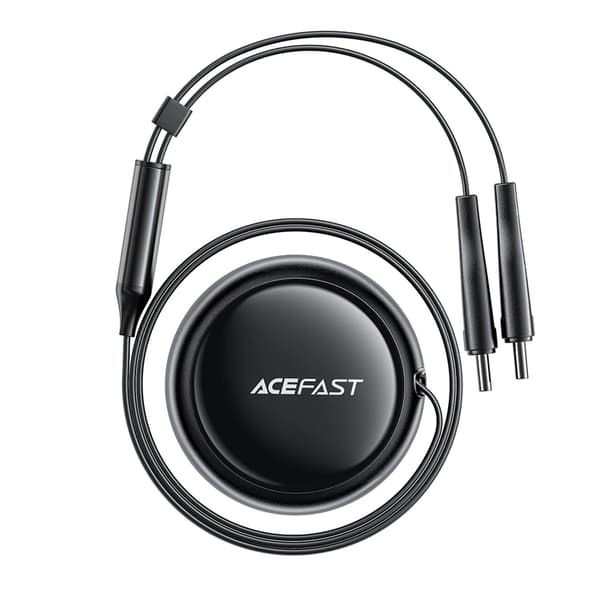 Acefast Billaddare 53W USB-A Retractable Kabel 2x USB-C - Svart
