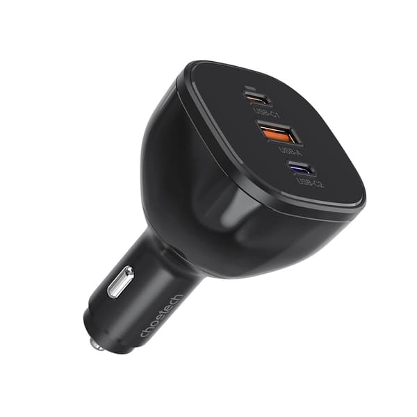 Choetech Billaddare 160W 2xUSB-C 1xUSB-A - Svart