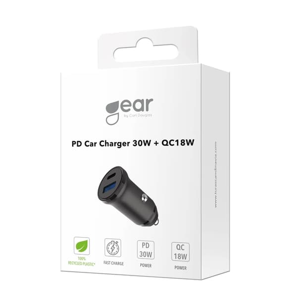 Gear Billaddare PD 30W QC 18W 1xUSB-C 1xUSB-A 12/24V