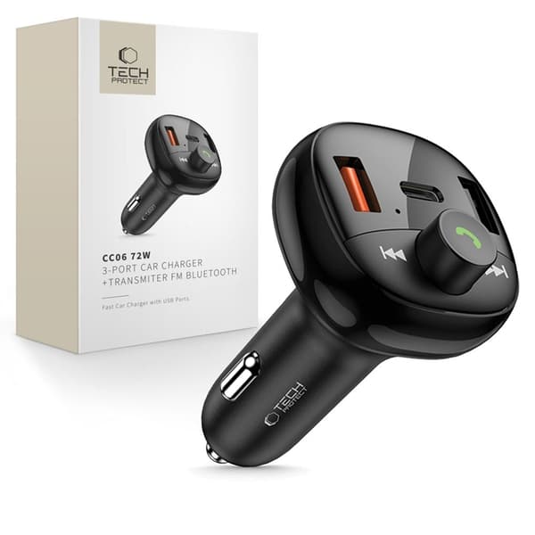 Tech Protect Billaddare USB-C Till USB-A 72W Plus Bluetooth - Svart