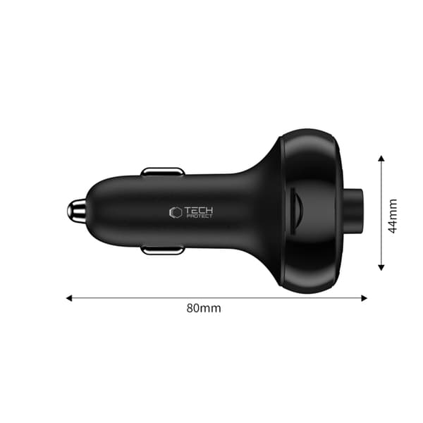 Tech Protect Billaddare USB-C Till USB-A 72W Plus Bluetooth - Svart