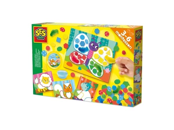 SES Creative 14062 Montessori Toy Colour and Material Sorting - 4 Sorting Boards - Sensory Toy - Feathers, Textured Foam, Felt and Finger Glue