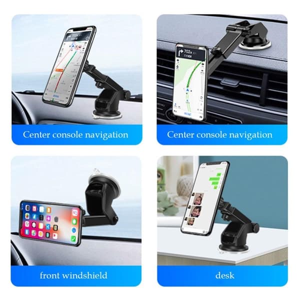 360 rotation teleskopisk mobilhållare bil - Svart