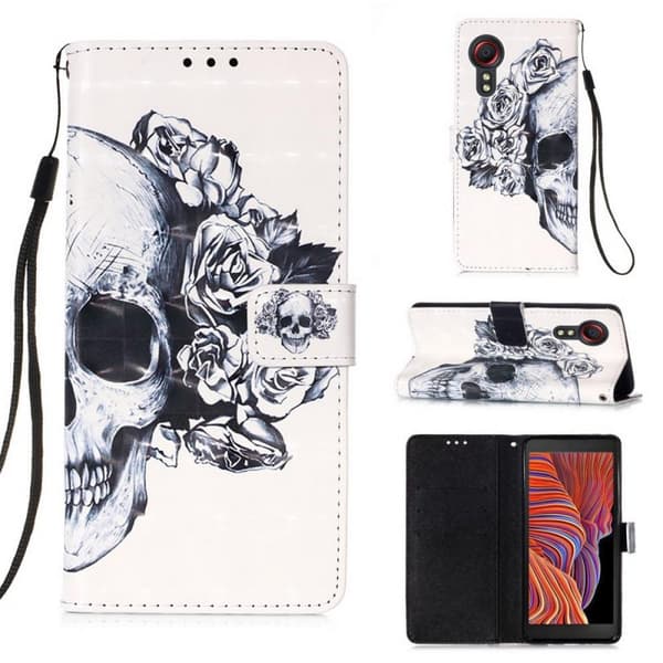Plånboksfodral Samsung Galaxy XCover 5 – Döskalle / Rosor
