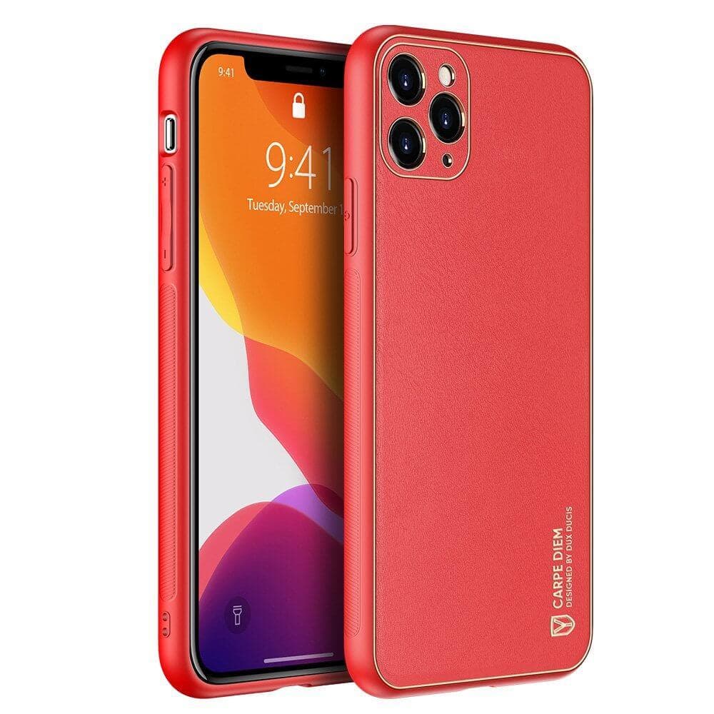 Dux Ducis Yolo elegant skal mjuk TPU PU läder iPhone 11 Pro Röd
