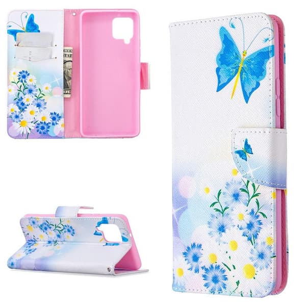 Plånboksfodral Samsung Galaxy A22 (4G) – Fjärilar och Blommor