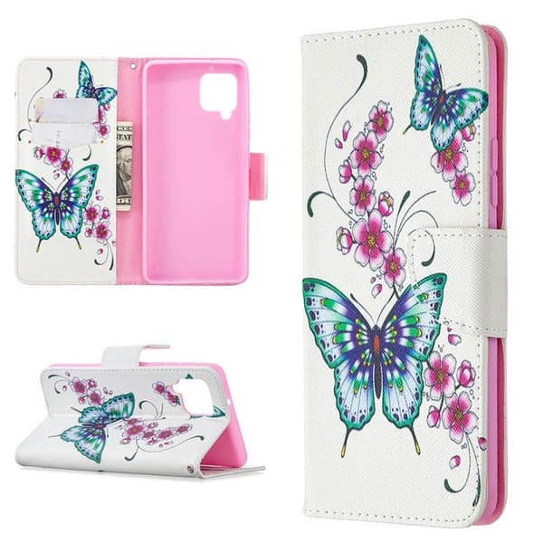 Plånboksfodral Samsung Galaxy A22 (4G) – Fjärilar och Blommor