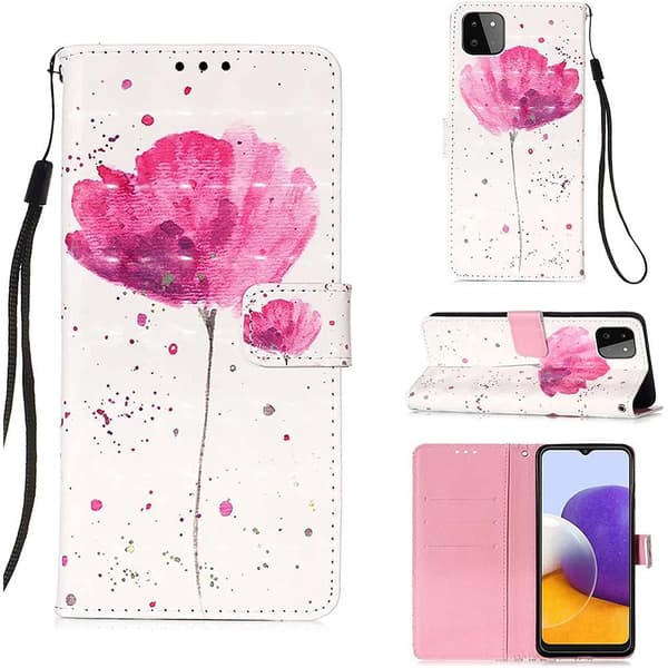 Plånboksfodral Samsung Galaxy A22 5G – Rosa Blomma