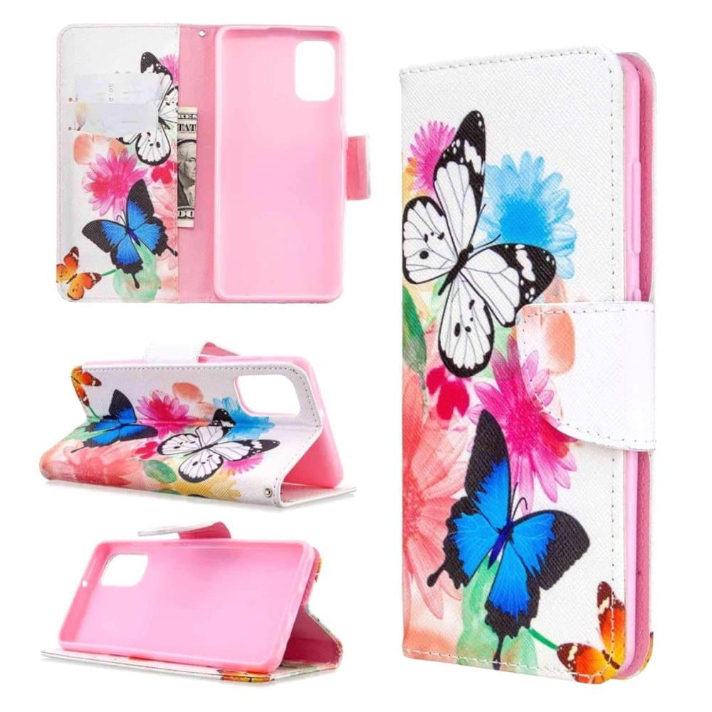 Plånboksfodral Samsung Galaxy A03s - Färgglada Fjärilar