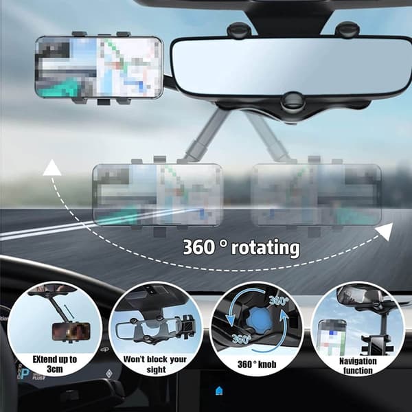 Universal 360° Roterbar mobilhållare för backspegeln