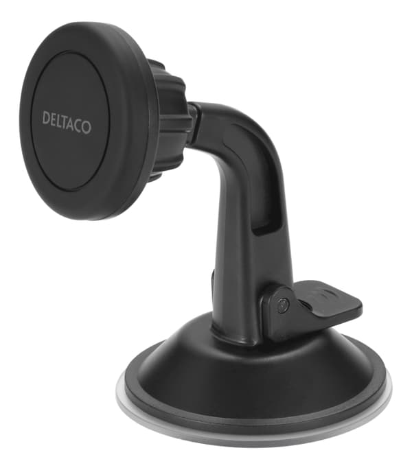DELTACO magnetic car holder, suction mount, for mobile phone, black Sort