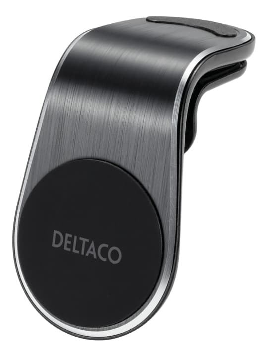 DELTACO Magnetisk bilhållare för smartphones, montering på fläktgaller, Vinklad, Svartd Svart