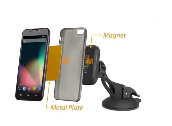 Technaxx magneettinen autoteline älypuhelimille ja tableteille + autolaturi (TE09)