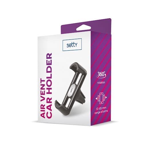 Setty bilholder for ventilasjonsgitter, for smarttelefoner 5,1 - 8,5 cm