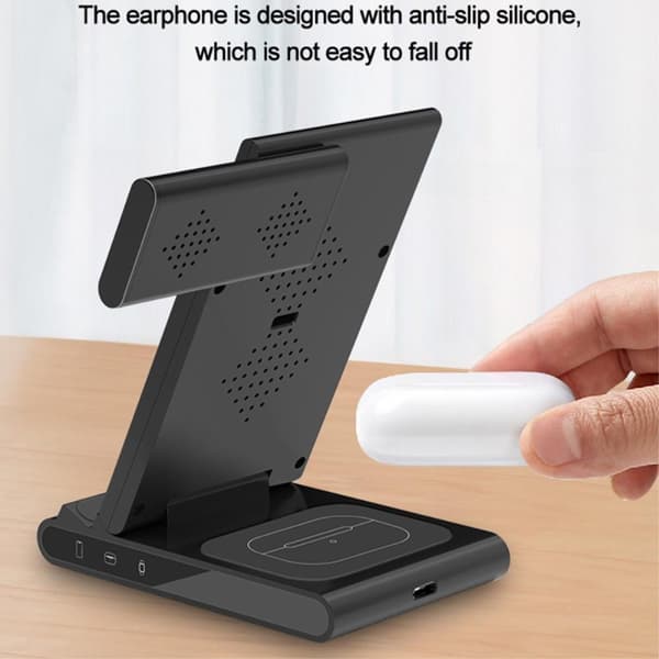 Qi lader Trådløs lader 3-i-1 iPhone iWatch AirPods Android
