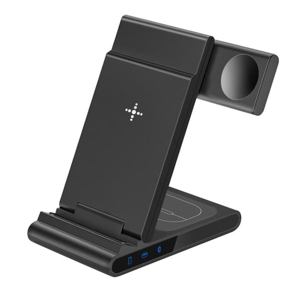 Qi lader Trådløs lader 3-i-1 iPhone iWatch AirPods Android