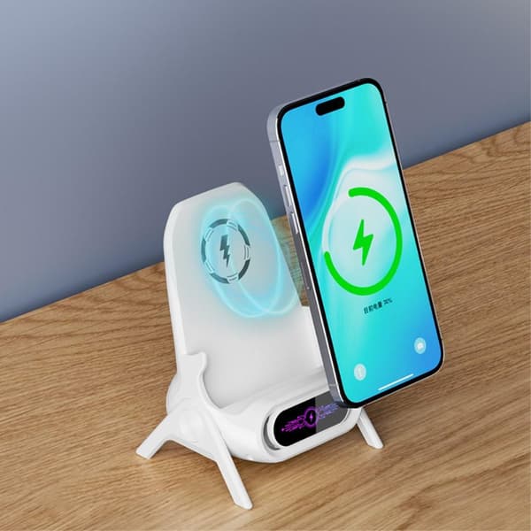 Magnetisk trådløs opladerstativ Trådløs telefon med 3 adaptere