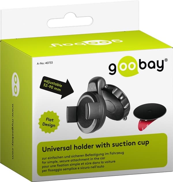 Goobay Smarttelefonholder med sugekopp Slim for enkel og sikker montering i bilen