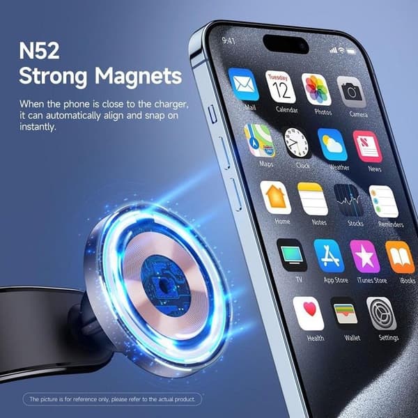 Duzzona Magnetisk Bilhållare MagSafe med Trådlös Laddning 15W V3 - Svart