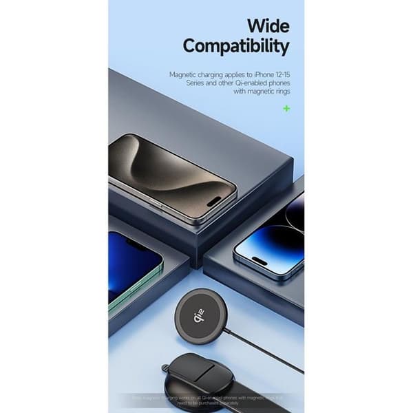 Duzzona Magnetisk Bilhållare MagSafe med Trådlös Laddning 15W V4 - Svart