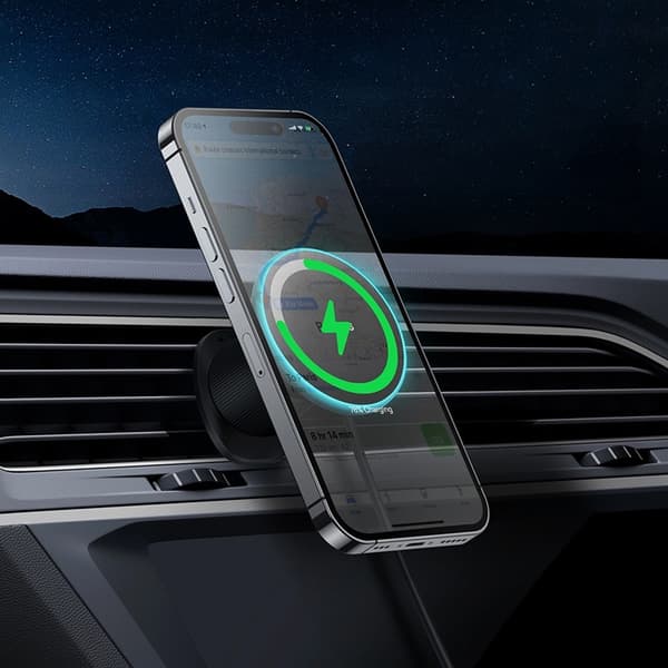 Baseus Magnetisk Bilhållare för iPhone med 15W Trådlös Laddare