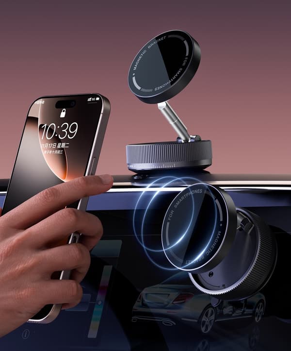 Magnetisk Mobilholder til Bil – Vakuumsug & 360° Rotasjon