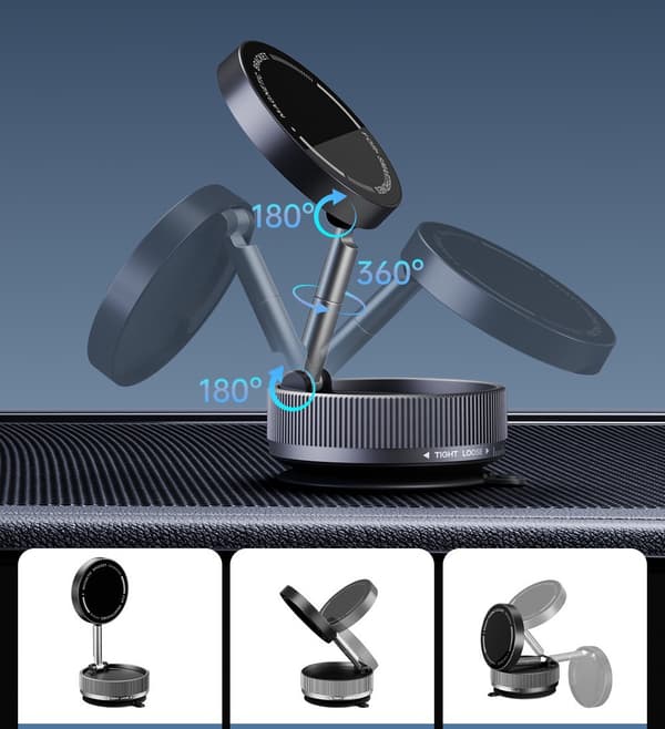 Magnetisk Mobilholder til Bil – Vakuumsug & 360° Rotasjon