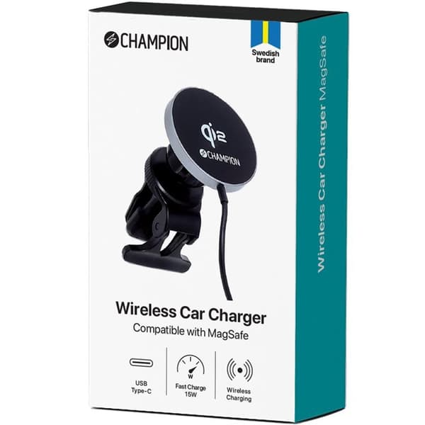 Champion QI2 Mobilhållare Bil 15W - Svart
