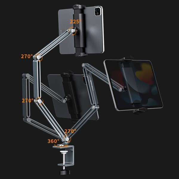 BONERUY Holder Justerbar Arm Mobiltelefon Tablet Stand Lazy Bracket - Sølv