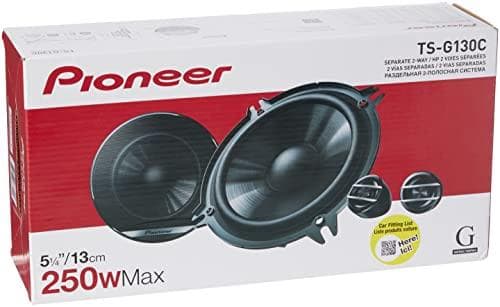 Pioneer TS-G130C 2-vejs komponenthøjttaler til biler (250 W), 13 cm, kraftig lyd, IMPP kegle for optimal bas, 40 W indgangseffekt, 44 mm monteringsdyb