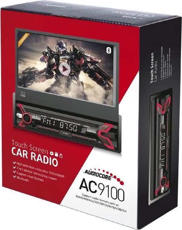 Audiocore AC9100 radio Car Digital Sort, Rød