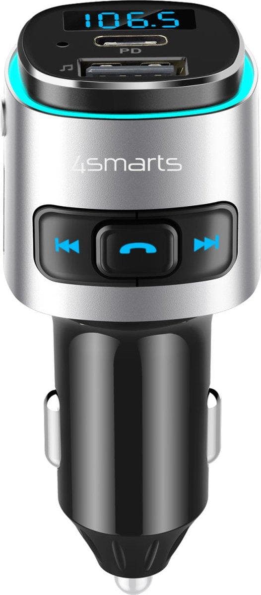 4smarts Bluetooth FM Musiksändare USB/USB-C Bilsnabbladdare Svart