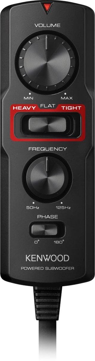 Kenwood KSC-PSW7EQ - 20 cm:n kompakti aktiivinen istuimenalainen subwoofer, jossa 3EQ-tila ja langallinen kaukosäätimellä ohjattava auton subwoofer (K