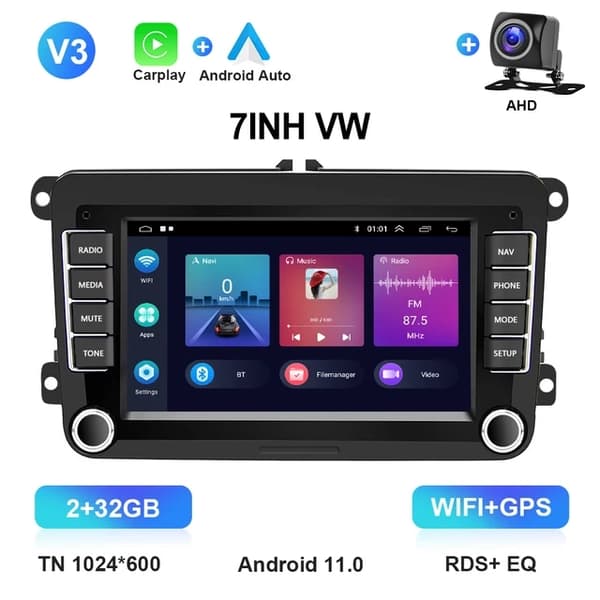 Bil Multimedieafspiller, Android 11, Carplay, V1 1G 16G