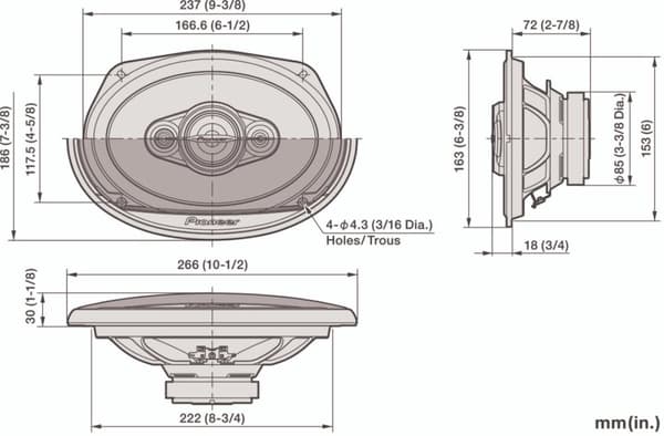 Pioneer TS-A6971F - Bilhögtalare - 6"x9" (15 x 23 cm) - 4-vägskoaxial - 600 W