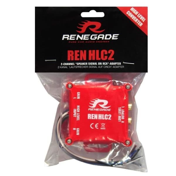 1 RENEGADE REN HLC2 2-kanals högtalarsignal till RCA-adapter omvandlar förstärkt signal till lågnivå-RCA, 1 st.