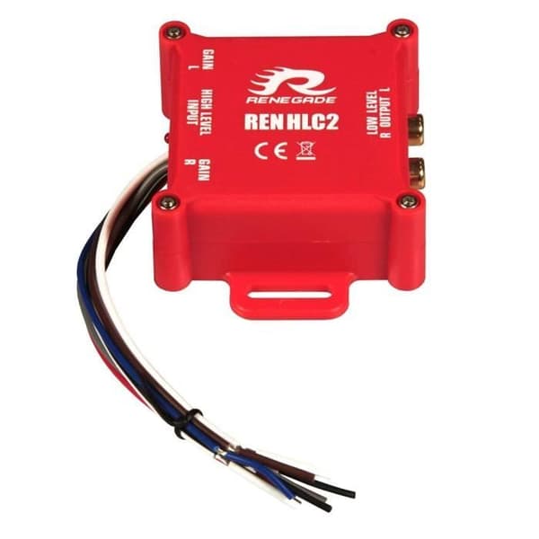 1 RENEGADE REN HLC2 2-kanals högtalarsignal till RCA-adapter omvandlar förstärkt signal till lågnivå-RCA, 1 st.