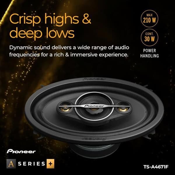 Bilhögtalare - Pioneer - TS-A4671F - 4-vägs - 210 Watts - Känslighet 88 dB