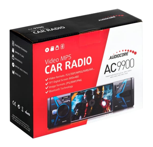Kannettava autostereo AUDIOCORE AC9900 (USB, USB + AUX, USB + AUX + SD-kortit)
